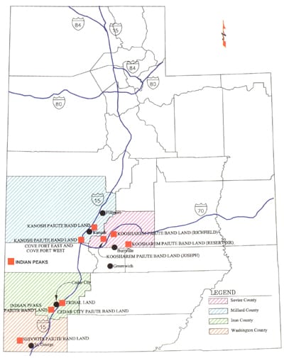 Paiute Reservation map