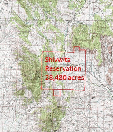 Shivwits Band Reservation map